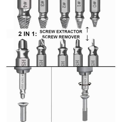 Extracteur de vis endommagées 5 Pièces
