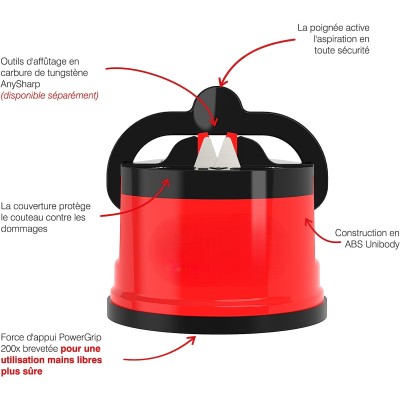 Aiguiseur de Couteaux avec Ventouse Rouge